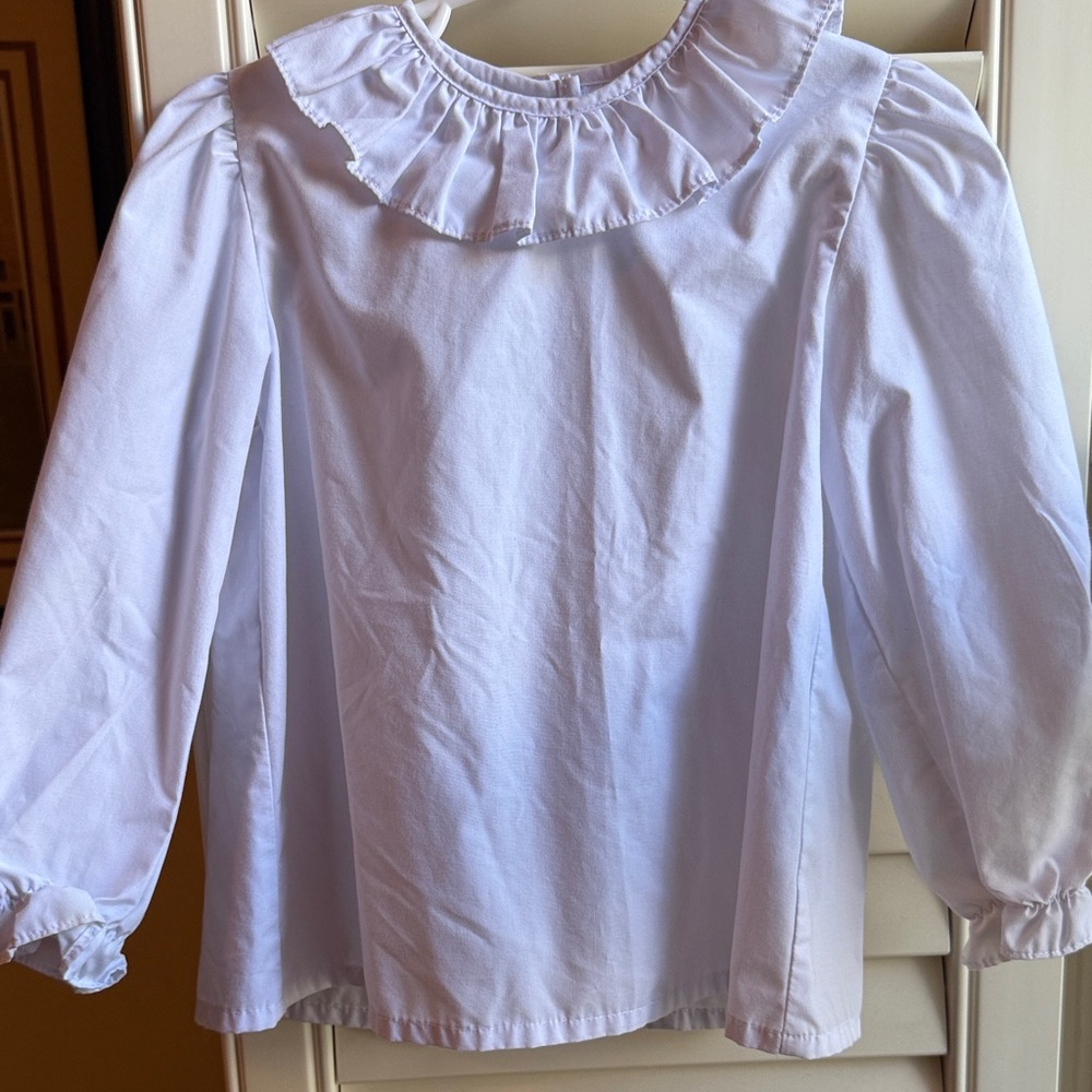 Classic White Kids Ruffle Collar Shirt